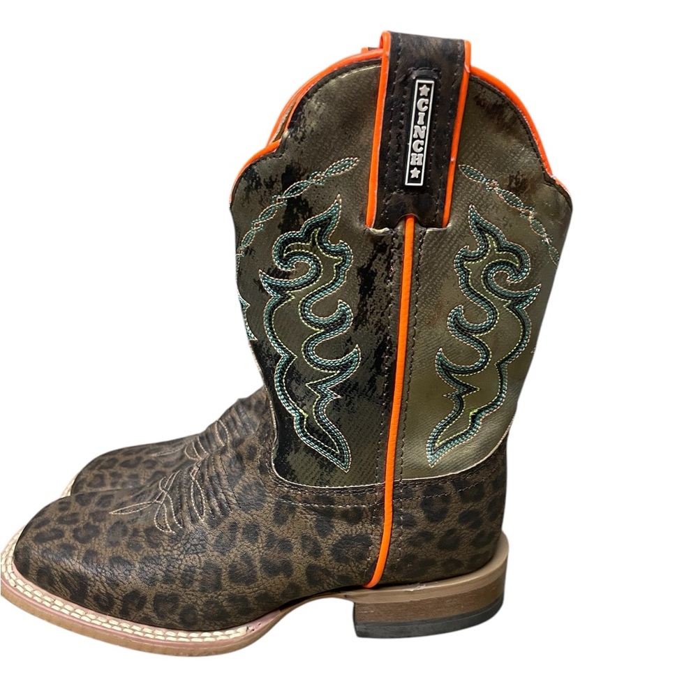Cinch Kids Buckaroo Leopard Print Western Boots  Size 13 1/2 - Picture 3 of 12
